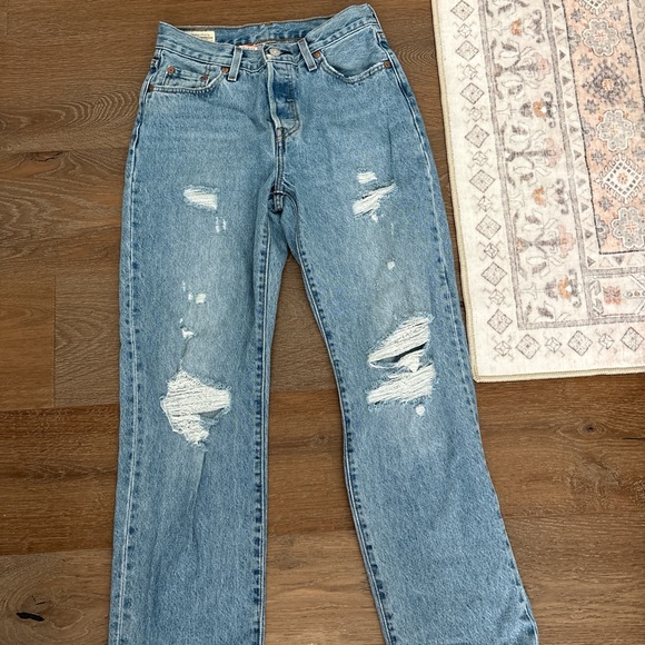 Levi's Denim - Levi's Light Blue Distressed Straight Leg Jeans